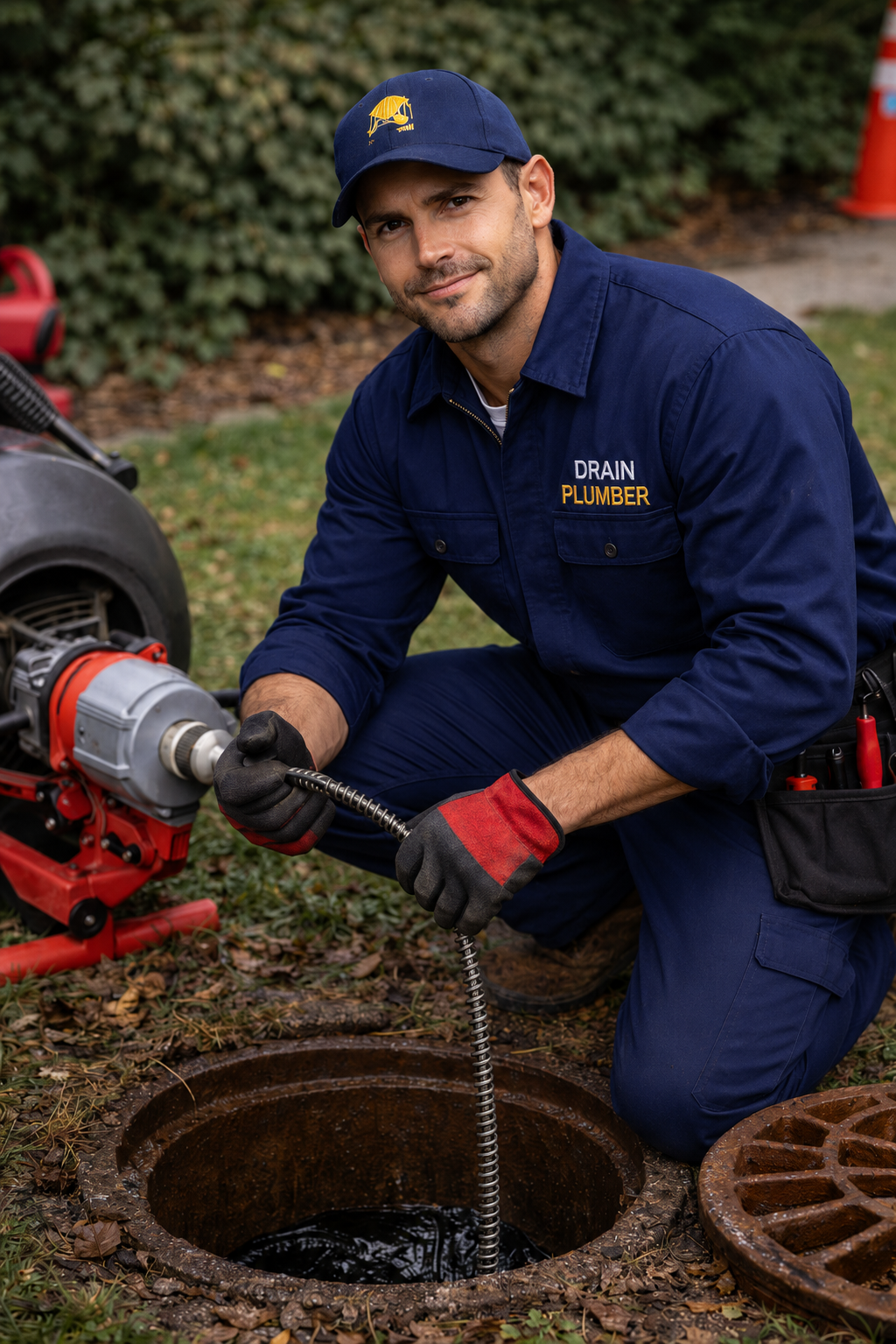 Blocked drain plumber clearing a blocked drain in Johannesburg
